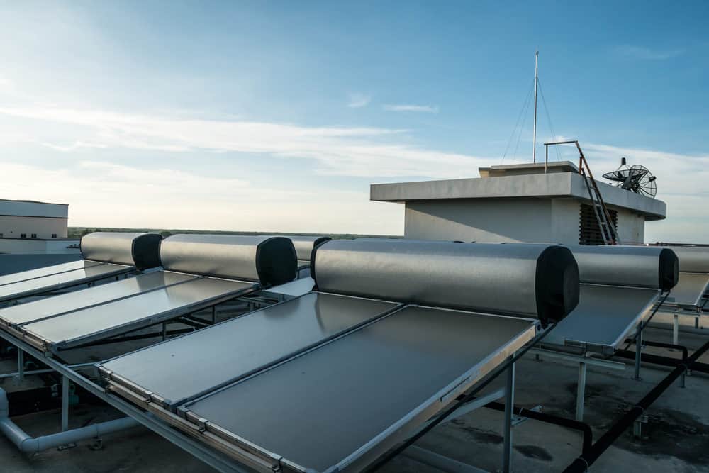 Solar Hot Water System On Rooftop